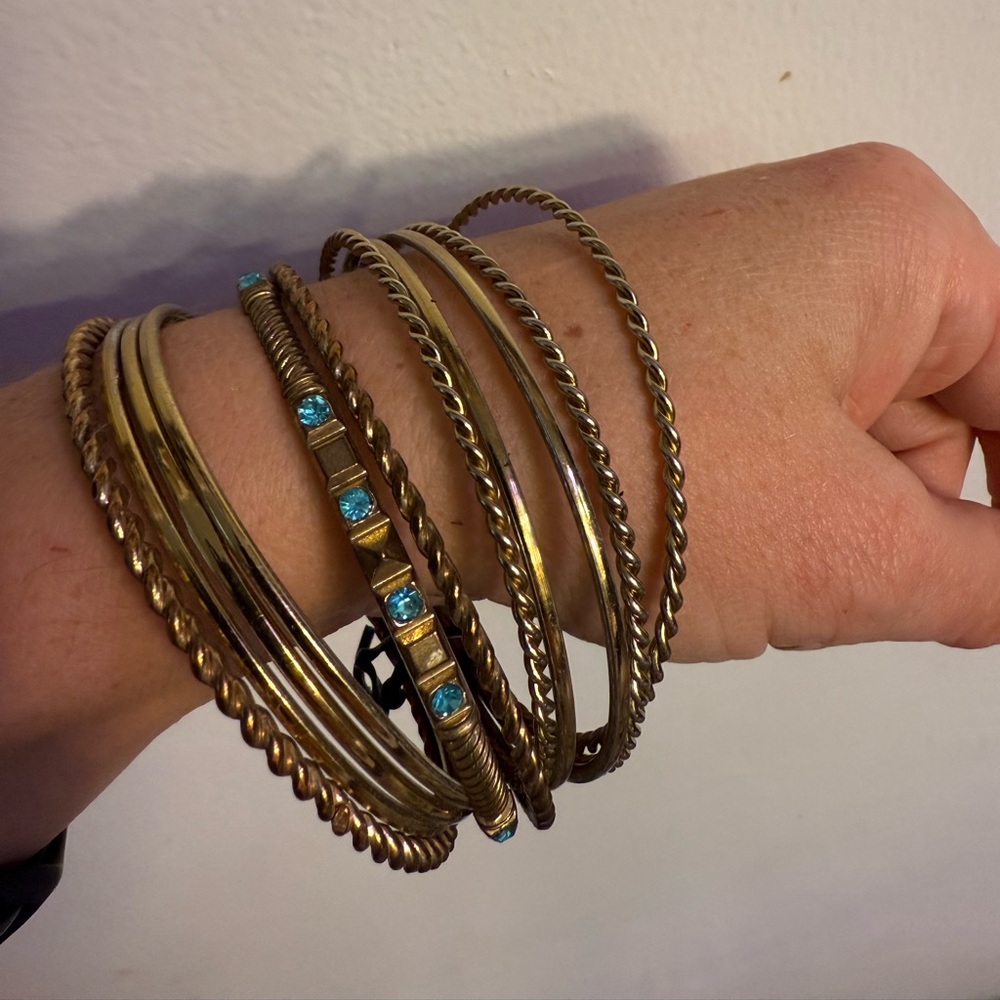 Metal gold tone bangles